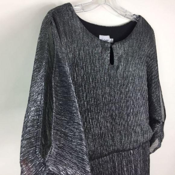 J TAYLOR METALLIC SILVER DOLMAN WOMENS DRESS SIZE 14 - Picture 5 of 12